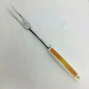 Chromium Plated Carving Meat Fork Turner Handle USA 12" Utensil Ekco Vintage